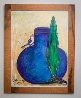 Bird on Blue Jar With Italian Cypress 1992 30x28 Original Painting by Italo Scanga - 1