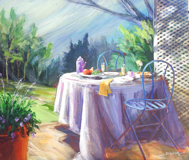 Breakfast With Monet 2014 36x42 Huge Original Painting by Tim Schaible