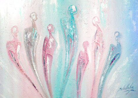 Seven Figures 1987 48x70 - Huge Mural Size Original Painting - Roy Schallenberg