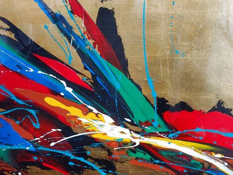 Golden Flair Series 50x70 Acrylic w/ Gold Leaf - Huge Mural Size Original Painting - Roy Schallenberg