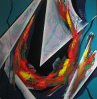 Yellow Flash with Gold Leaf 1994 59x70 Original Painting - Roy Schallenberg Yellow Flash with Gold Leaf 1994 59x70 Original Painting - Roy Schallenberg
