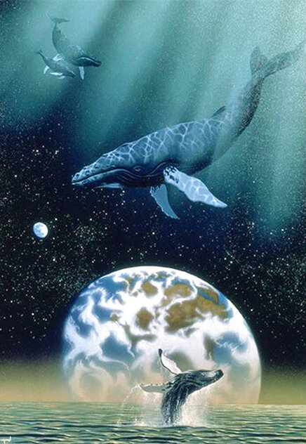 Whale Song Framed Limited Edition Embellished Serigraph by Schim