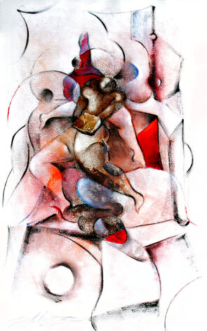 Book Nude 1990  - 40x25  Huge Original Painting - David Schluss