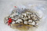 Jericho 1990 -  25x40 Huge Works on Paper (not prints) by David Schluss - 2