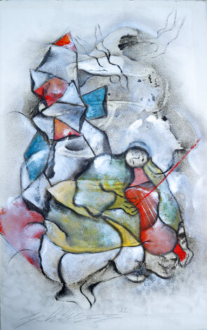 Le Violoniste 1989 -  40x25 Original Painting - David Schluss