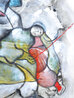 Le Violoniste 1989 -  40x25 Original Painting by David Schluss - 3