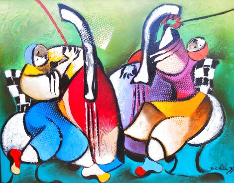 Concert Duo 2001 -  28x24 Original Painting - David Schluss