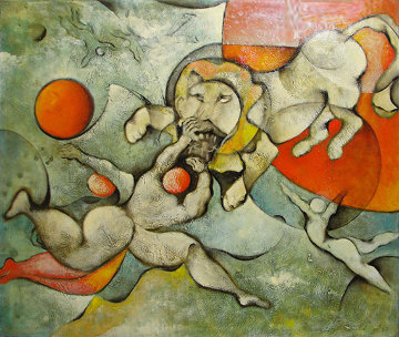 Circus Act 39x46 Super Huge Original Painting - David Schluss Circus Act 39x46 Super Huge Original Painting - David Schluss