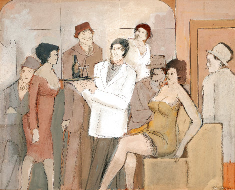 Cocktail Party, Group of Men and Women 23x27 Works on Paper (not prints) - David Schneuer