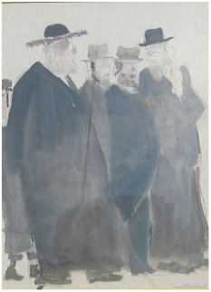 Untitled (Five Jewish Gentlemen) Watercolor 30x16 Watercolor - David Schneuer Untitled (Five Jewish Gentlemen) Watercolor 30x16 Watercolor - David Schneuer