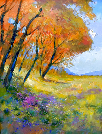 Autumn Beginning 34x29 Original Painting - Michael Schofield