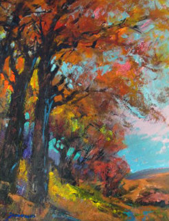 Blue Autumn Skies 27x23 Original Painting - Michael Schofield