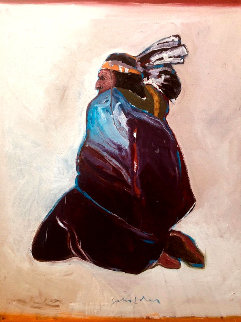 Sitting Indian 1977 40x30 Original Painting - Fritz Scholder Sitting Indian 1977 40x30 Original Painting - Fritz Scholder