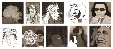 10 Indians 1975 - Suite of 10 Etchings Limited Edition Print - Fritz Scholder
