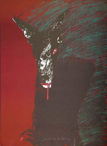 From Barcelona Portraits Suite: Portrait of a Werewolf 1982 - Hand Signed Limited Edition Print - Fritz Scholder