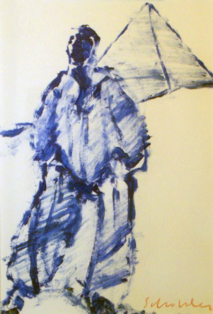 Arab and the Great Pyramid (early 1977) Egypt Original Painting - Fritz Scholder