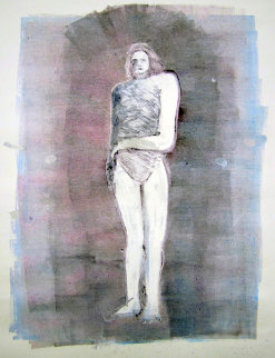 Mystery Woman Series, #2 Monotype 1990 41x30 Works on Paper (not prints) - Fritz Scholder