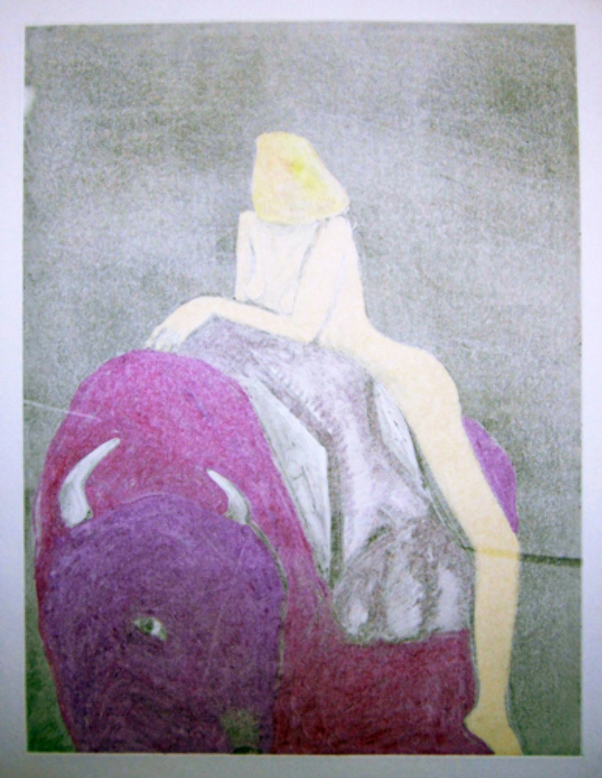 Buffalo Interior Monotype 1986 Works on Paper (not prints) by Fritz Scholder