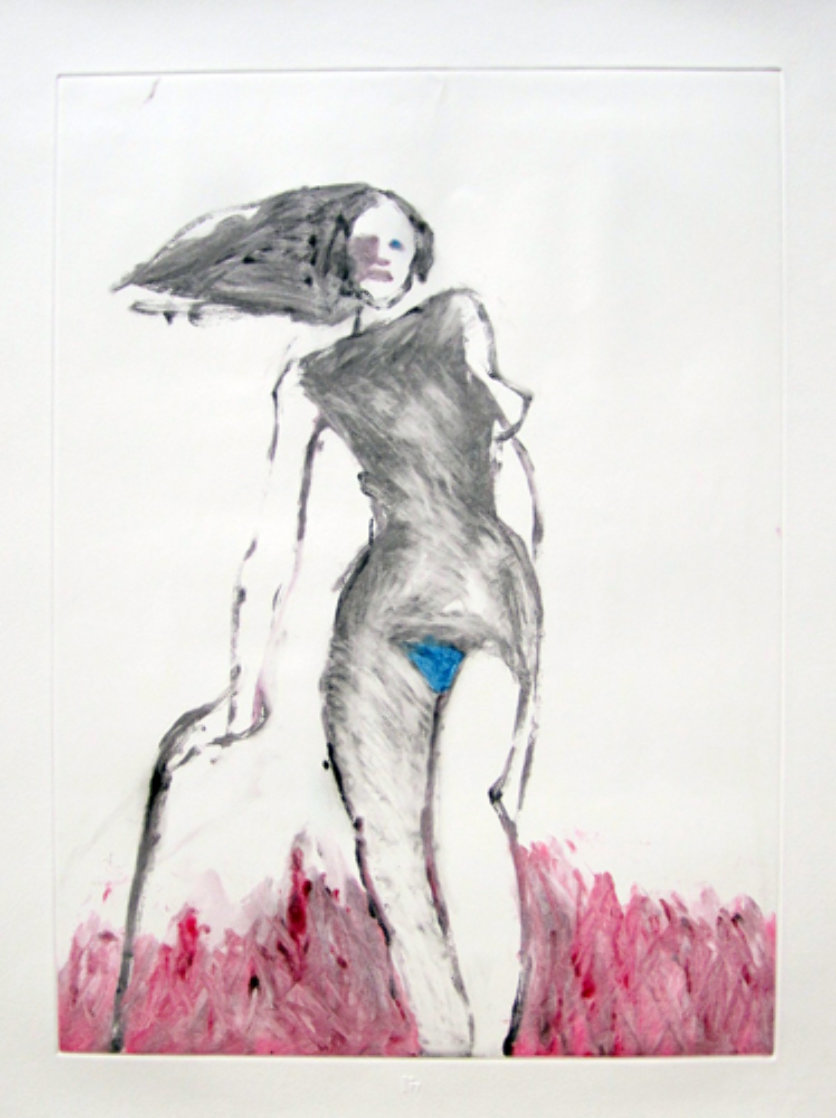 Mystery Woman 1 Monotype 1992 30x22 Works on Paper (not prints) by Fritz Scholder