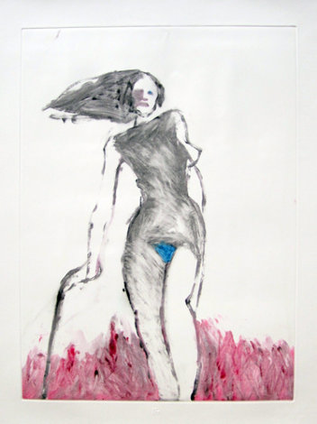 Mystery Woman 1 Unique Monotype 1992 30x22 Works on Paper (not prints) - Fritz Scholder