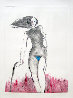 Mystery Woman 1 Unique Monotype 1992 30x22 Works on Paper (not prints) by Fritz Scholder - 0