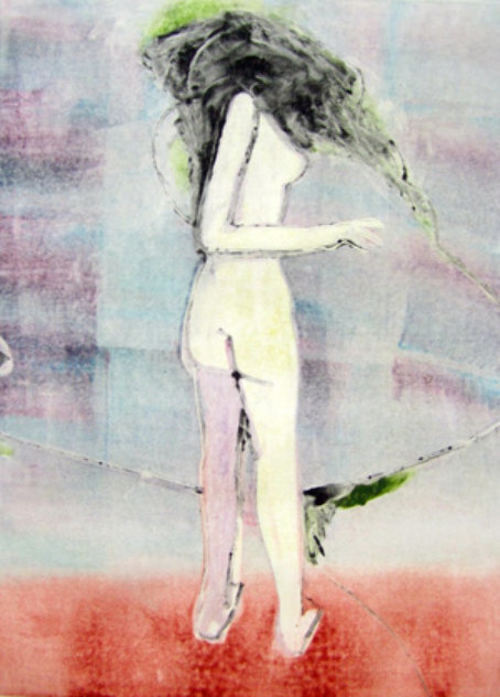 Mystery Woman 2 (Standing Nude) Monotype 1990 30x22 Works on Paper (not prints) by Fritz Scholder