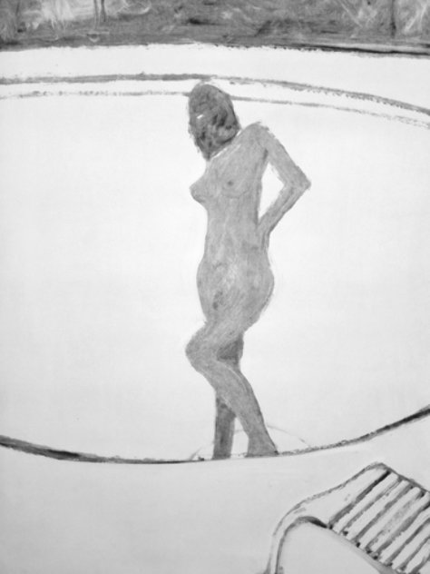 Mystery Woman in Pool Monotype 1987 30x22 Works on Paper (not prints) by Fritz Scholder