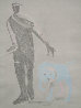 Man and Dog Unique Monotype 1992 41x30 Works on Paper (not prints) by Fritz Scholder - 0