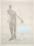 Man and Dog Monotype 1992 41x30 Works on Paper (not prints) by Fritz Scholder - 1 Man and Dog Monotype 1992 41x30 Works on Paper (not prints) by Fritz Scholder - 1