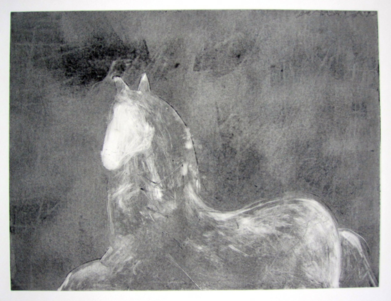 Dream Horse Series, Unique #1 Monotype 1986 30x40 Works on Paper (not prints) by Fritz Scholder