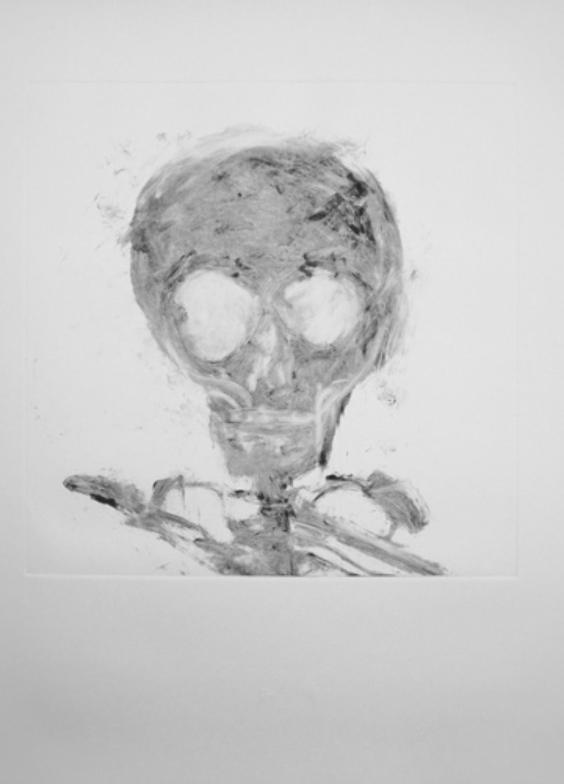 Skull Monotype 1989 30x22 Works on Paper (not prints) by Fritz Scholder