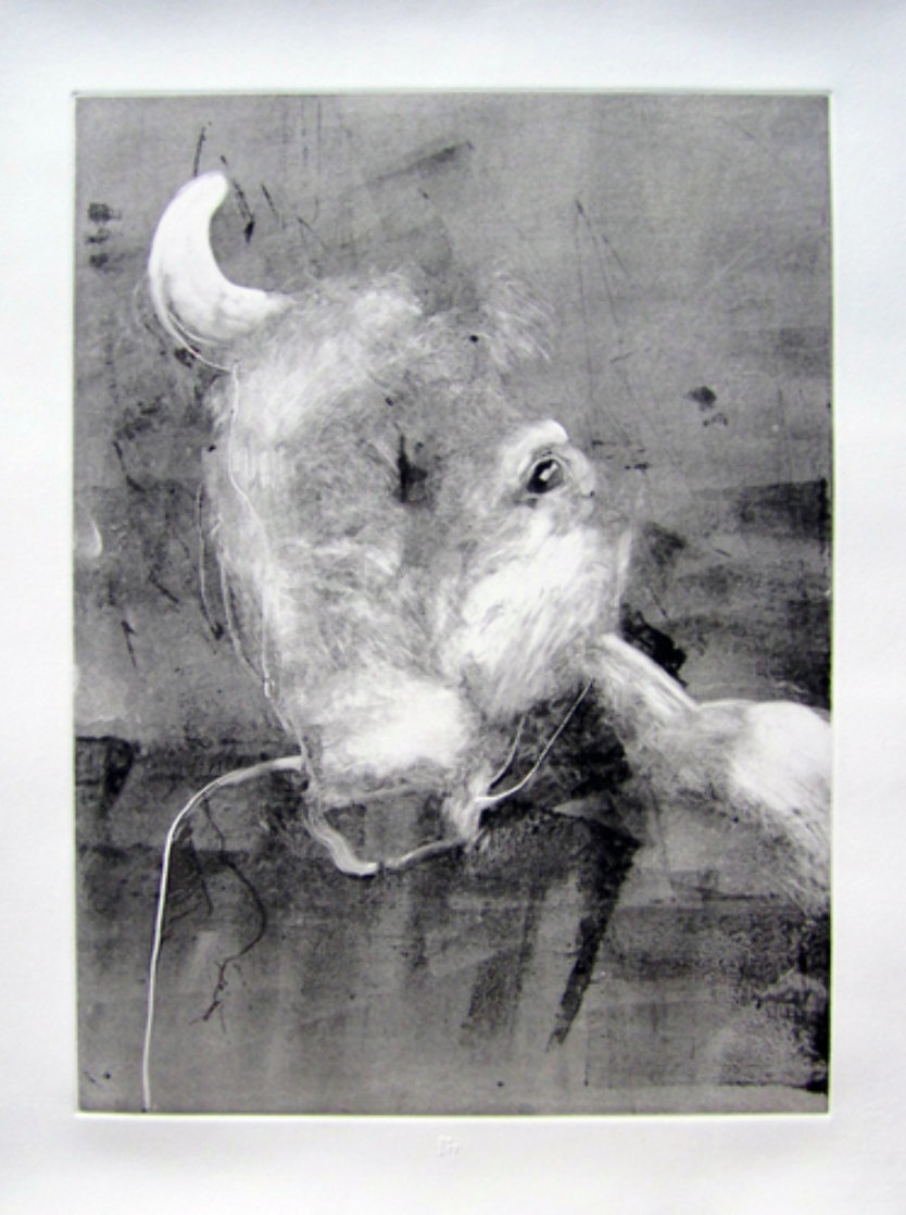 Bull Monotype 1993 30x22 Works on Paper (not prints) by Fritz Scholder Bull Monotype 1993 30x22 Works on Paper (not prints) by Fritz Scholder