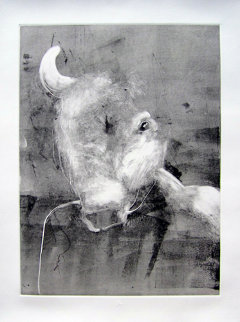 Bull Monotype 1993 30x22 Works on Paper (not prints) - Fritz Scholder Bull Monotype 1993 30x22 Works on Paper (not prints) - Fritz Scholder