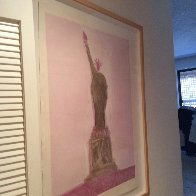 Statue of Liberty Unique Monotype 30x39 Huge - HS Works on Paper (not prints) by Fritz Scholder - 2