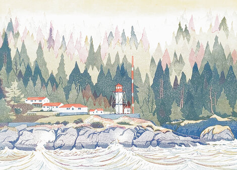 Pine Island Lighthouse Ap 1998 - British Columbia Canada Limited Edition Print - Graham Scholes