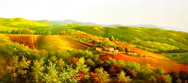Toscana Landscape 2019 28x59 - Huge Original Painting by Heinz Scholnhammer