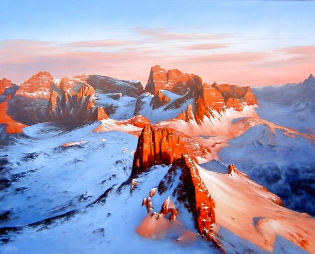 Dolomites 2015 47x59 Huge Original Painting by Heinz Scholnhammer