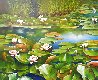 Seerosen (Water Lilies) 1990 39x47 Huge Original Painting by Heinz Scholnhammer - 0