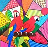 Parrots 2022 32x32 Original Painting by Heinz Scholnhammer - 1