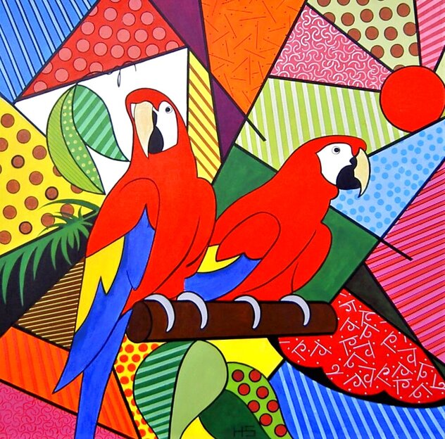 Parrots 2022 32x32 Original Painting by Heinz Scholnhammer