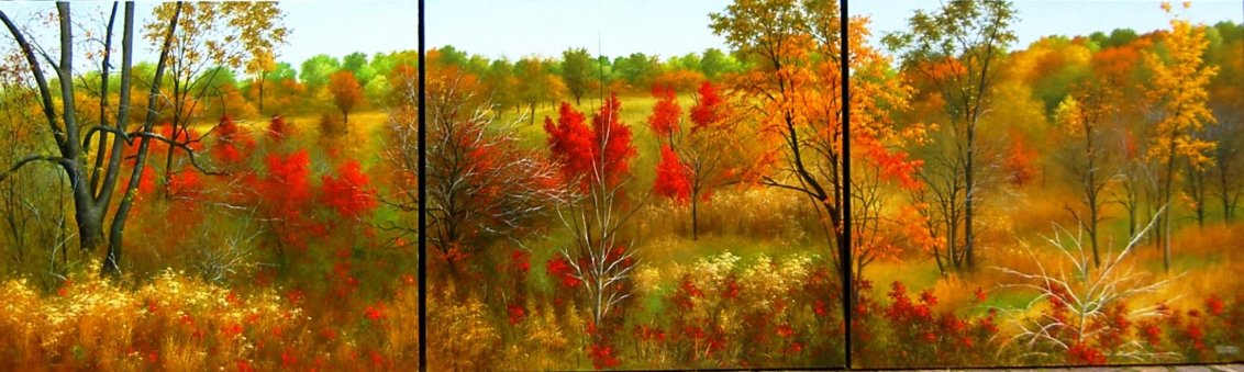 Triptychon Autumn Original Painting by Heinz Scholnhammer