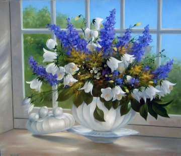 Larkspur 2010 Original Painting - Heinz Scholnhammer Larkspur 2010 Original Painting - Heinz Scholnhammer