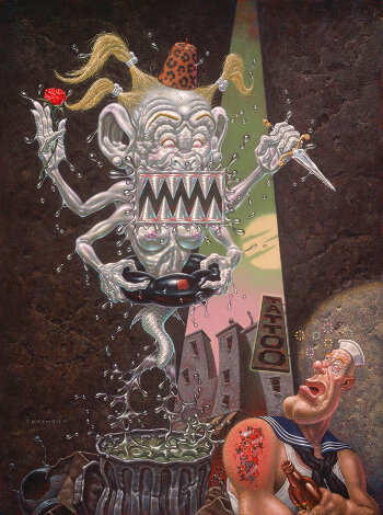 The Tattoo Delirium Original Painting - Todd Schorr