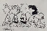 Sally, Linus, Charlie Brown, Lucy, Snoopy, Woodstock Drawing  14x18 Drawing by Charles Schulz - 0