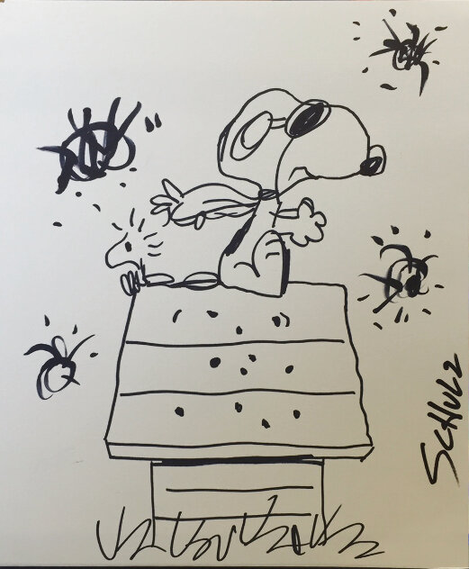 Snoopy as the Red Baron 20x18 Drawing by Charles Schulz