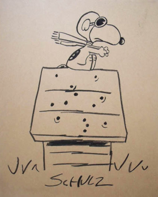 Fighter Ace Snoopy 1973 Drawing by Charles Schulz