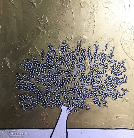 Golden Money Tree 2010 59x59 Huge Original Painting - Richard Scott