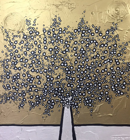 Golden Money Tree 2017 39x39 Huge Original Painting - Richard Scott