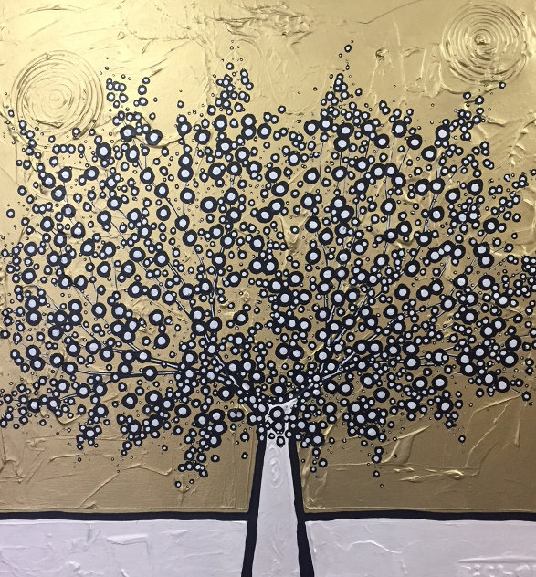 Golden Money Tree 2017 39x39 Huge Original Painting by Richard Scott
