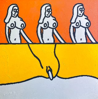 Orange Fire Yellow Desire 2002 59x59 Super Huge Original Painting - Richard Scott Orange Fire Yellow Desire 2002 59x59 Super Huge Original Painting - Richard Scott